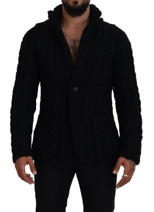 Cardigan en laine et cachemire mélangés noirs Dolce &amp; gabbana