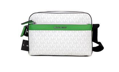 Michael Kors Cooper Petit sac à bandoulière utilitaire en PVC blanc brillant avec paume signature