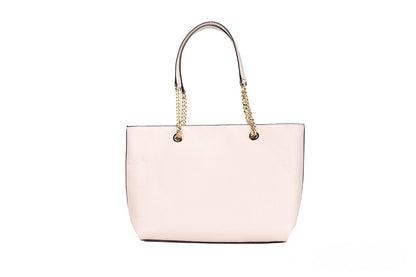 Michael Kors Jet Set Bolso tote mediano de cuero color rubor con cremallera frontal y cadena