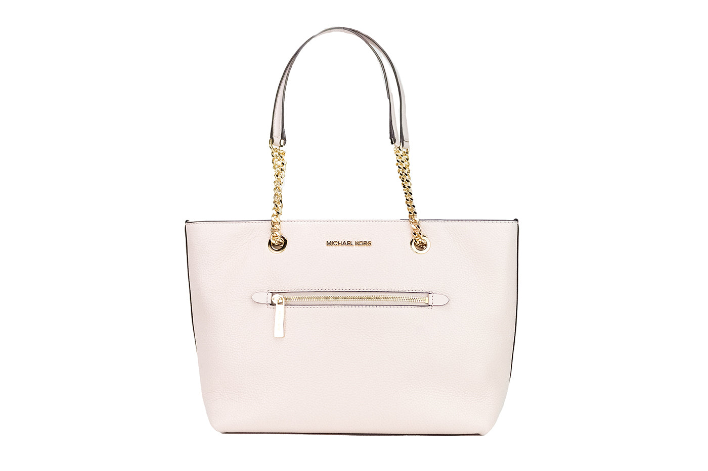 Michael kors jet set moyen poudre blush cuir avant zip chaîne sac fourre-tout sac à main