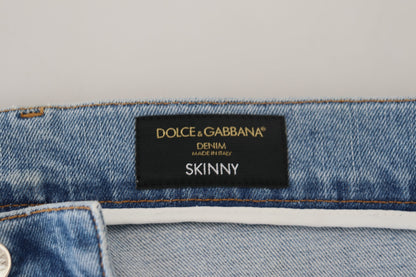 Dolce &amp; gabbana pantalon en jean bleu clair coupe slim