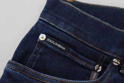 Dolce &amp; Gabbana Jean slim en denim bleu foncé