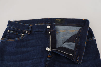 Dolce &amp; Gabbana Jean slim en denim bleu foncé