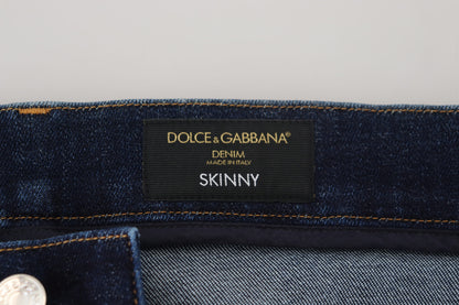 Dolce &amp; Gabbana Jean slim en denim bleu foncé