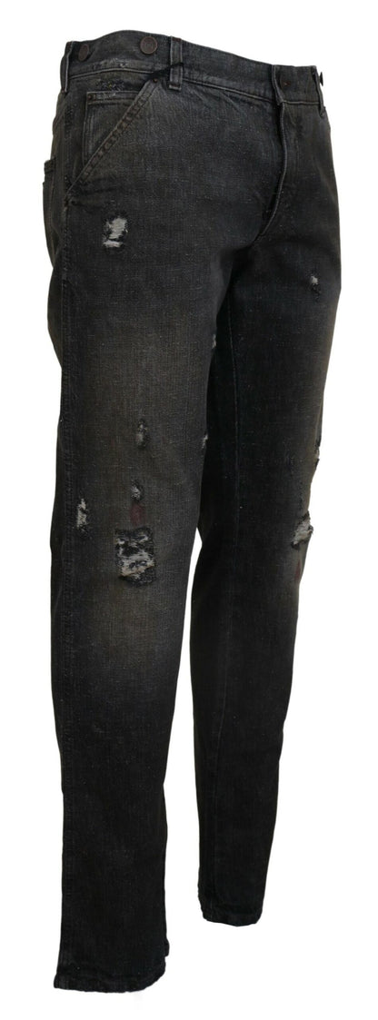 Dolce &amp; Gabbana pantalon en denim gris exquis pour le gentleman moderne