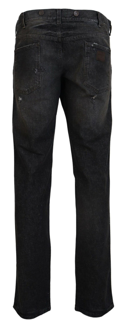 Dolce &amp; Gabbana pantalon en denim gris exquis pour le gentleman moderne