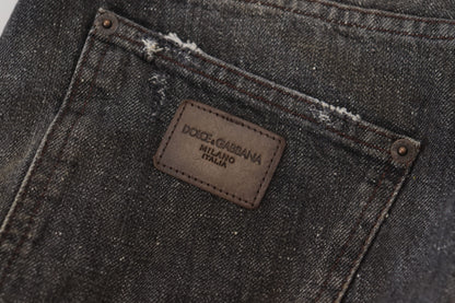 Dolce &amp; Gabbana pantalon en denim gris exquis pour le gentleman moderne