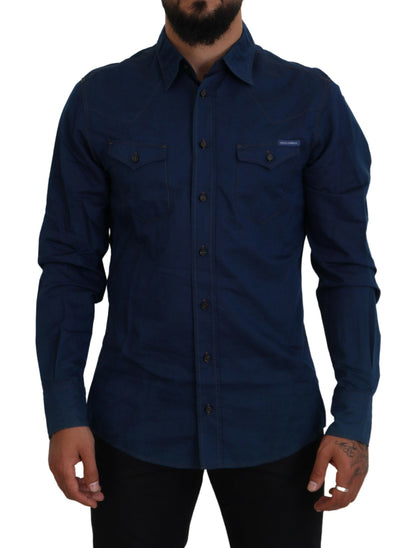 Chemise décontractée en jean bleu Dolce &amp; Gabbana