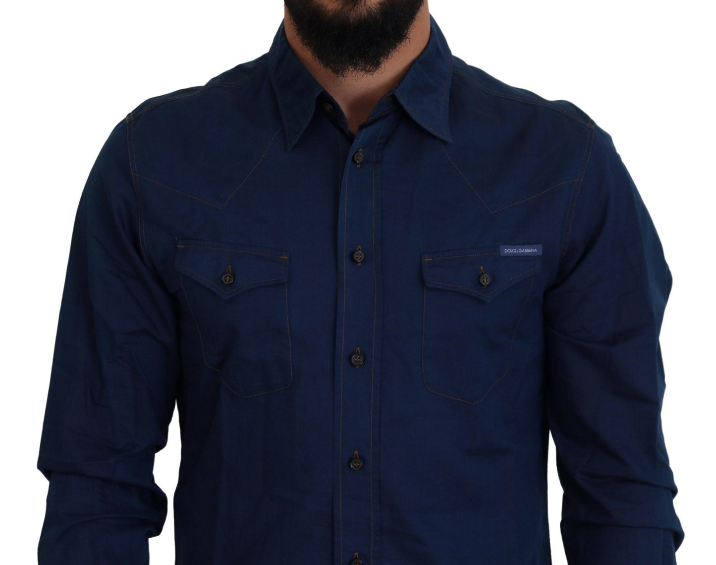 Chemise décontractée en jean bleu Dolce &amp; Gabbana