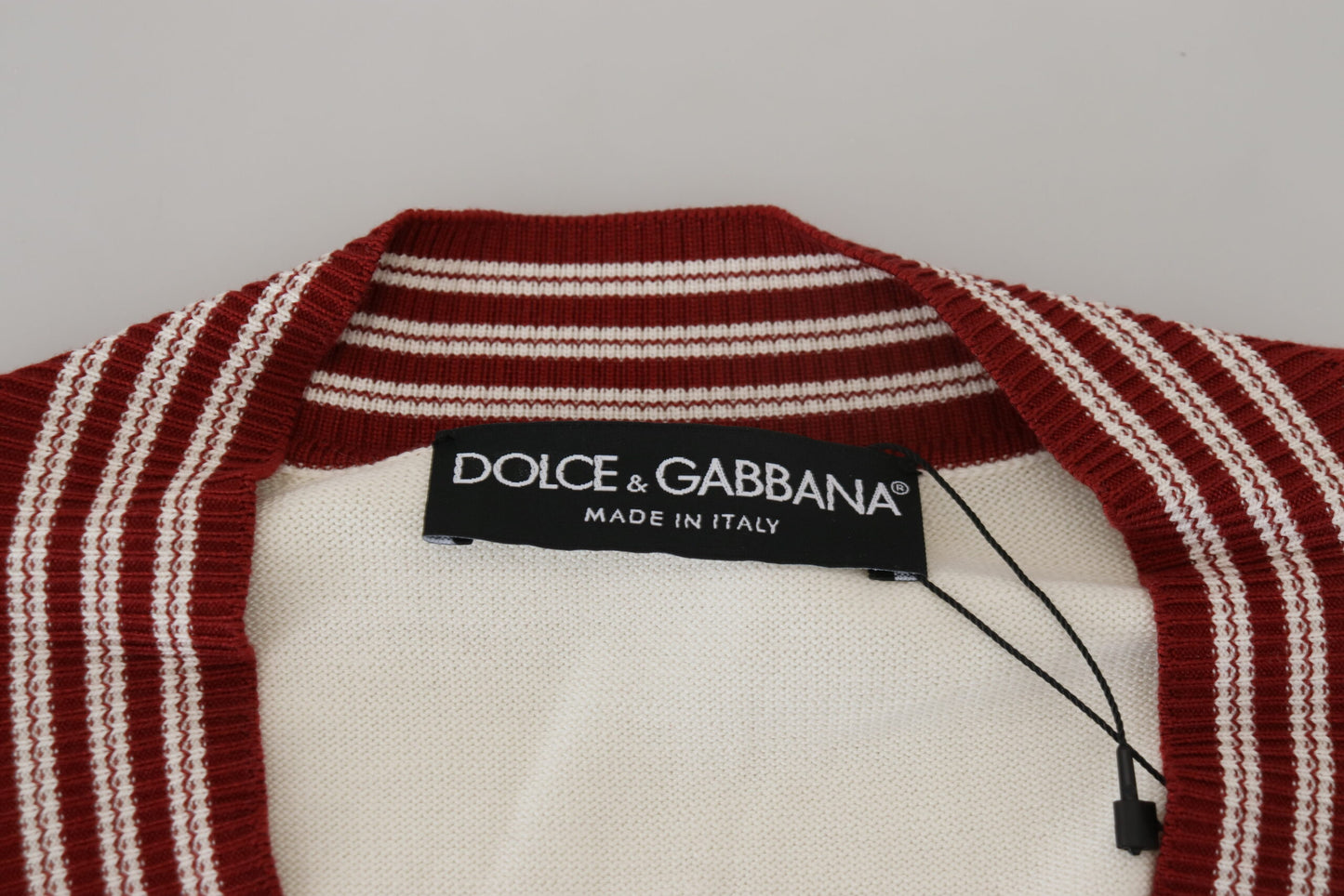 Dolce &amp; gabbana pull col en v en coton et soie blanc cassé