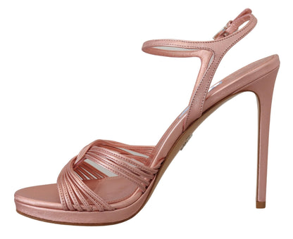 Prada elegantes sandalias de tacón de aguja rosa