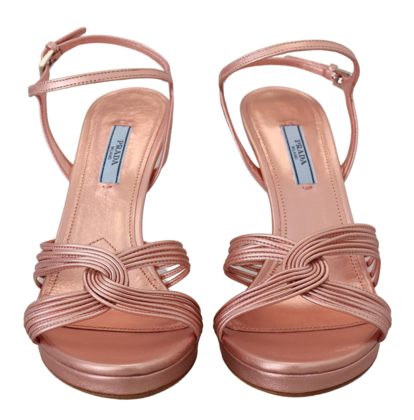 Prada elegantes sandalias de tacón de aguja rosa