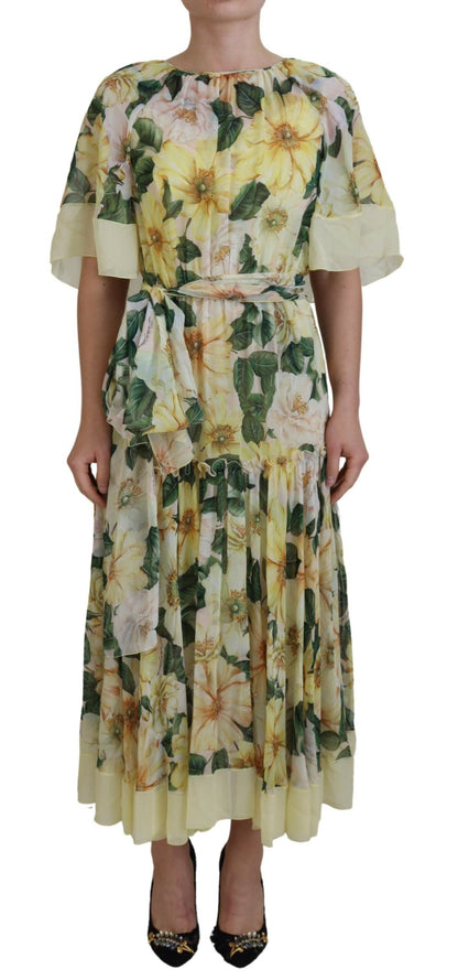 Robe longue à fleurs en soie Dolce &amp; Gabbana