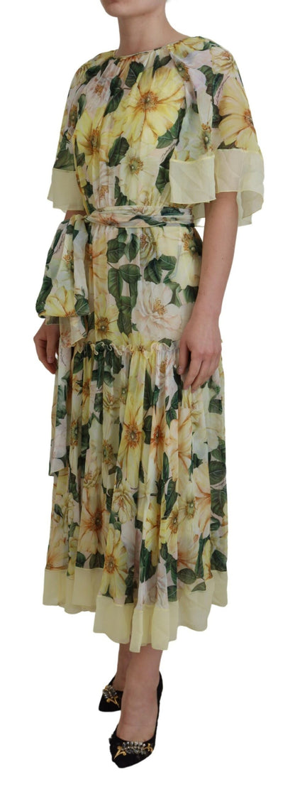 Robe longue à fleurs en soie Dolce &amp; Gabbana