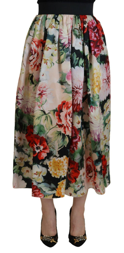 Dolce & Gabbana Exquisite High Waist Floral Silk Skirt