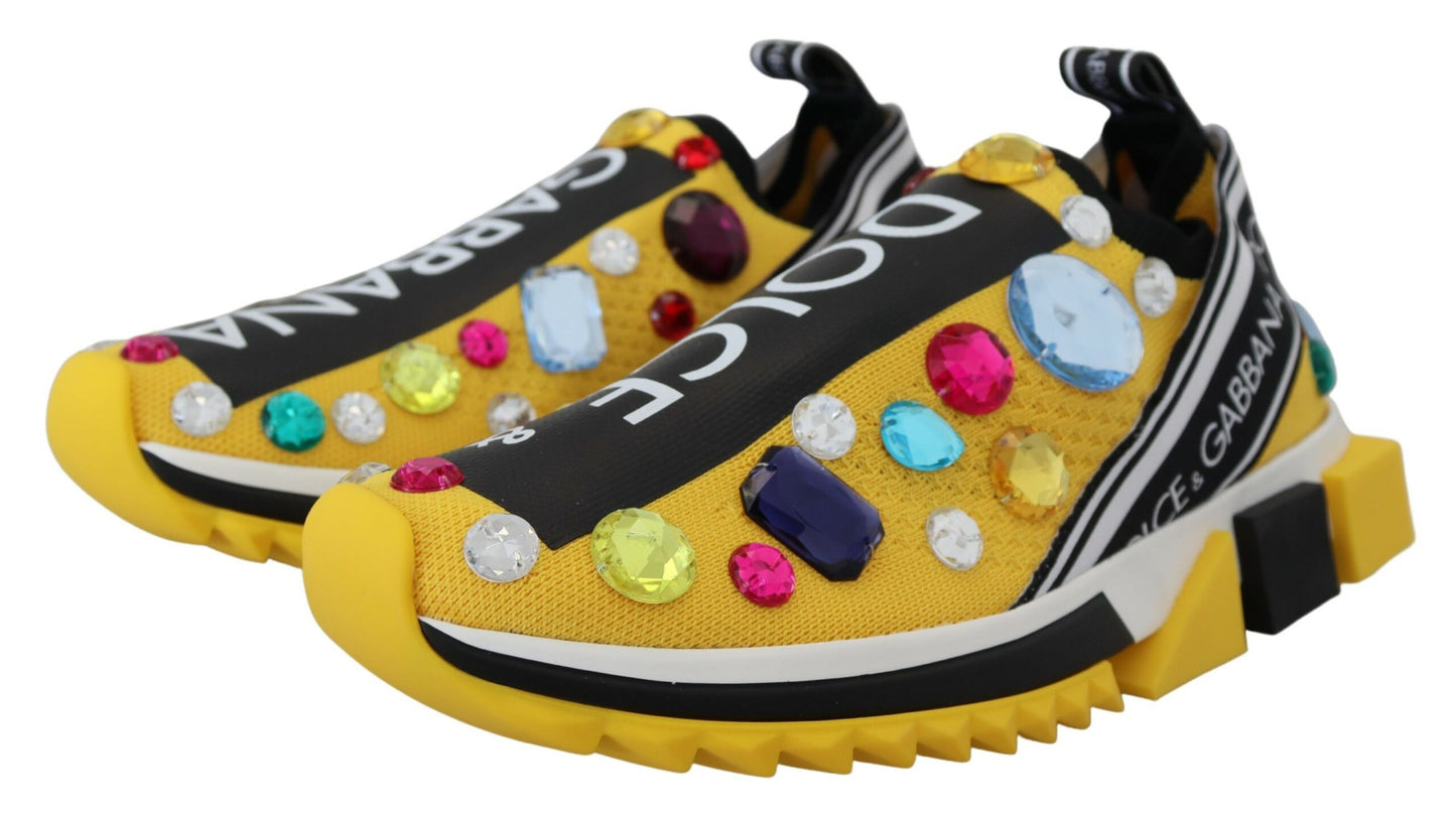 Dolce &amp; gabbana baskets en tissu techno jaune exquises