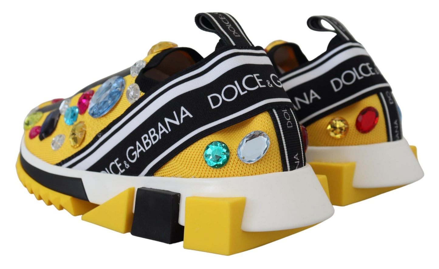 Dolce &amp; gabbana baskets en tissu techno jaune exquises