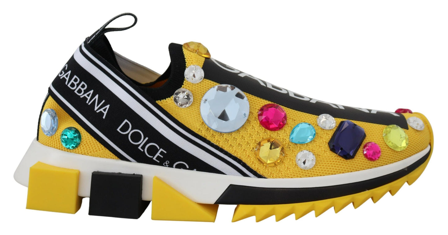 Dolce &amp; gabbana baskets en tissu techno jaune exquises