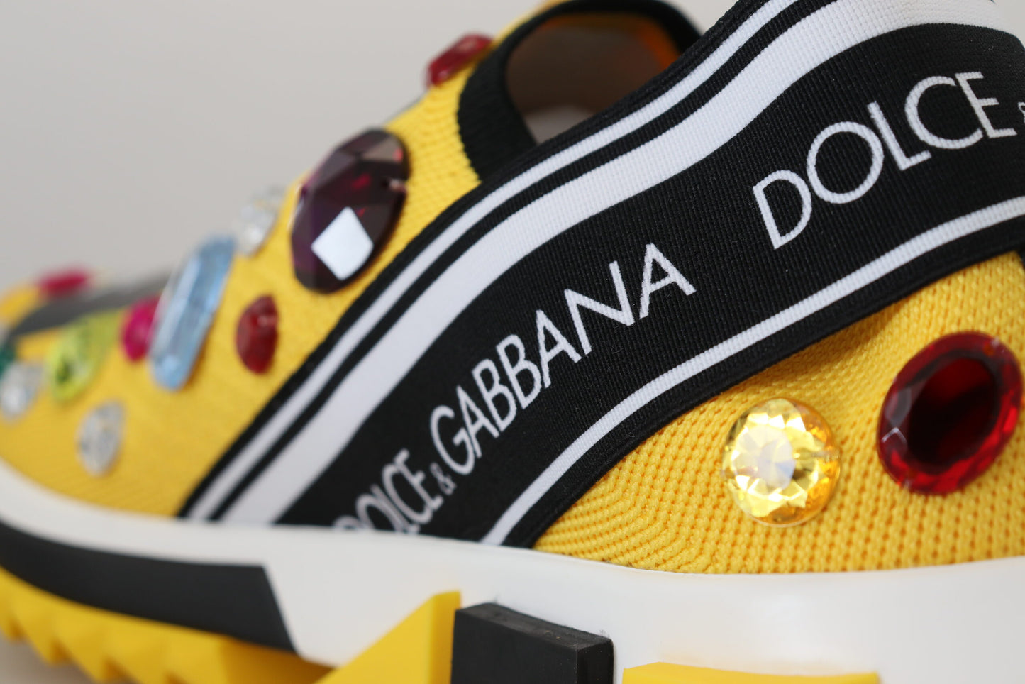 Dolce &amp; gabbana baskets en tissu techno jaune exquises