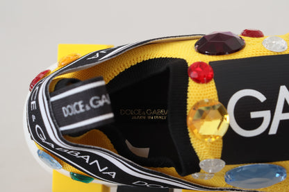 Dolce &amp; gabbana baskets en tissu techno jaune exquises