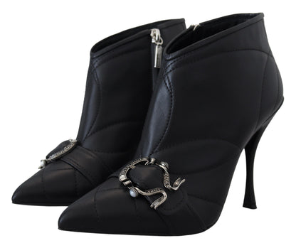 Bottines en cuir matelassé noir Dolce &amp; Gabbana