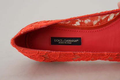 Dolce &amp; Gabbana - Chaussures plates Vally en dentelle - Rouge corail