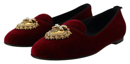 Dolce &amp; gabbana mocassins dévotion en velours bordeaux