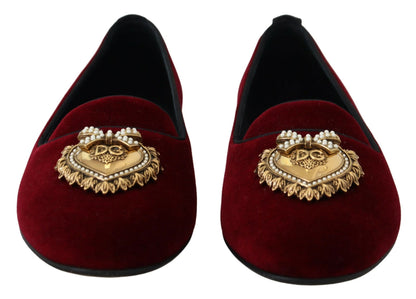 Dolce &amp; gabbana mocassins dévotion en velours bordeaux