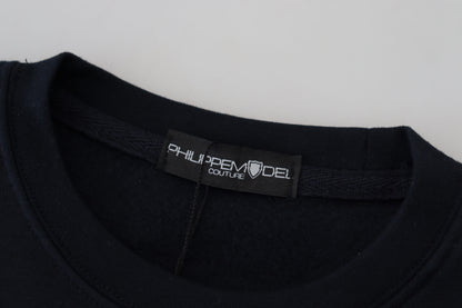 Pull en coton imprimé noir modèle Philippe