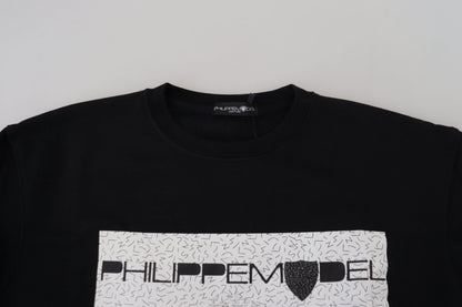 Pull en coton imprimé noir modèle Philippe