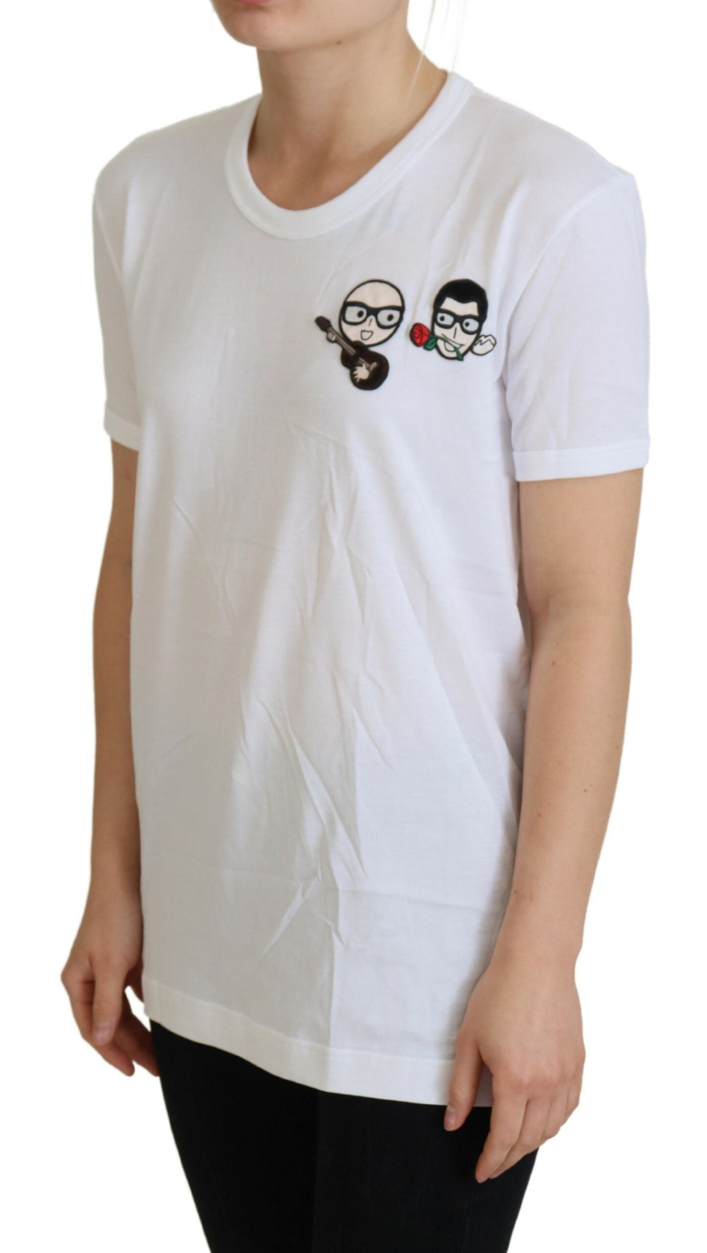 Dolce &amp; Gabbana T-shirt en coton blanc élégant à col rond