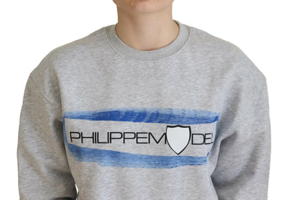 Pull en coton imprimé gris modèle Philippe