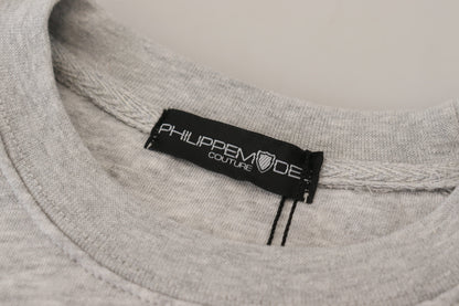 Pull en coton imprimé gris modèle Philippe