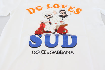 Dolce &amp; Gabbana T-shirt blanc à col rond avec imprimé coloré