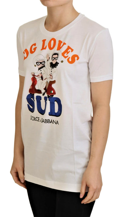 Dolce &amp; Gabbana T-shirt blanc à col rond avec imprimé coloré