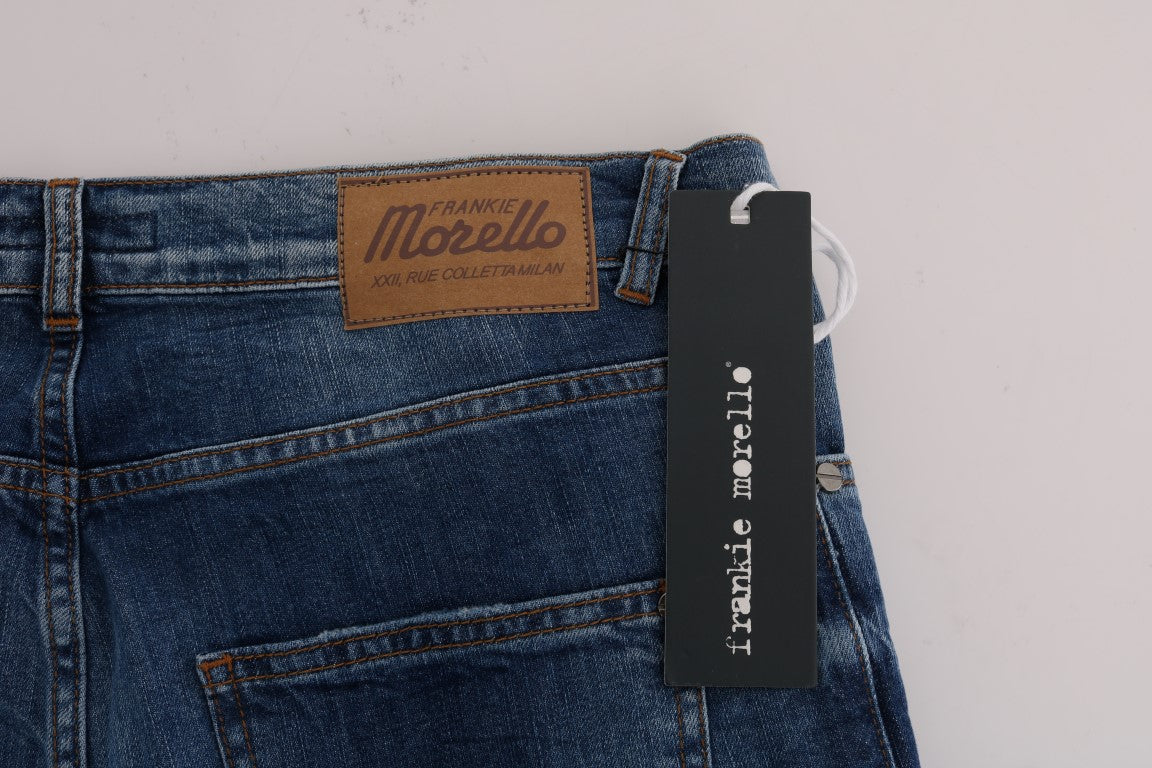 Frankie Morello Chic Slim Fit Blue Distressed Jeans