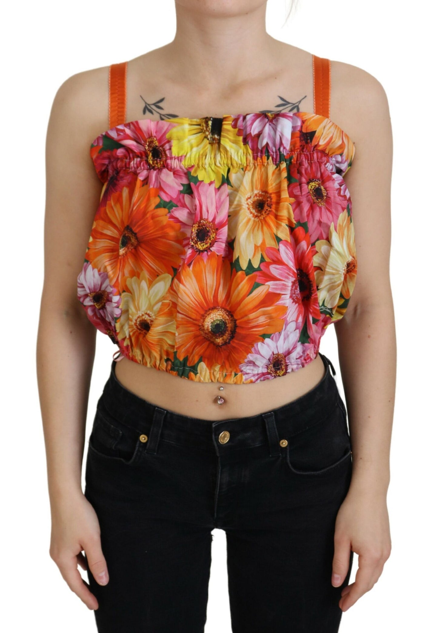 Dolce & Gabbana Floral Elegance Sleeveless Cropped Top