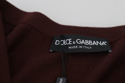 Dolce &amp; gabbana cardigan en laine marron à col en V