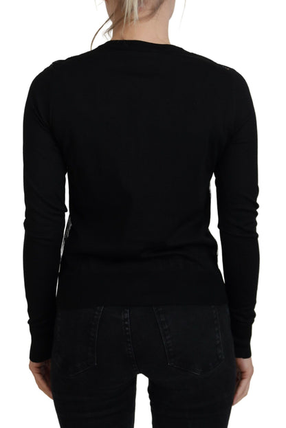 Dolce &amp; gabbana pull cardigan en dentelle florale noire