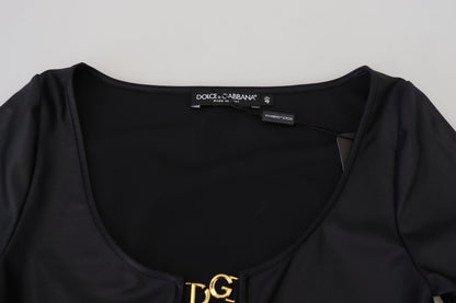 Dolce &amp; gabbana haut noir à manches 3/4 avec détails dorés