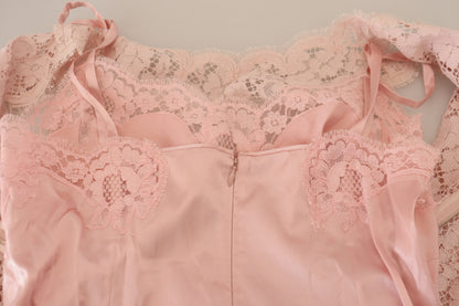 Dolce &amp; Gabbana - Blouse sans manches en dentelle transparente - Rose