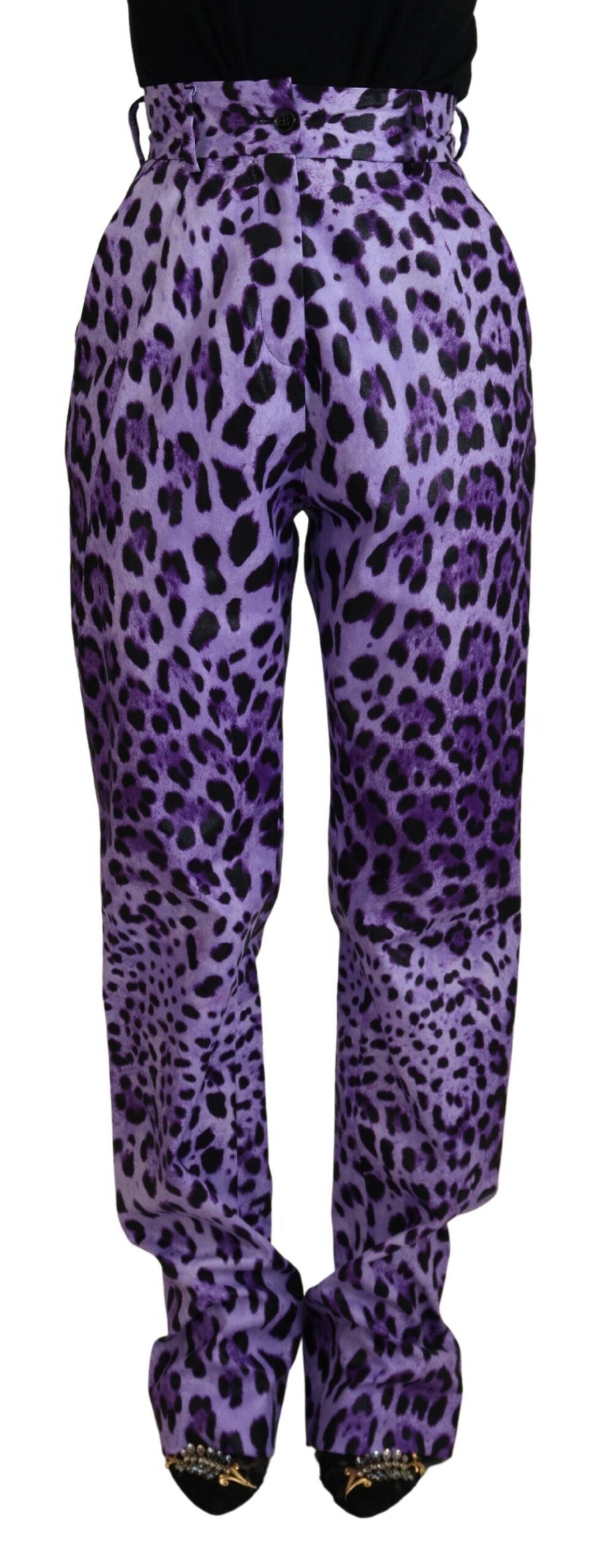 Dolce &amp; gabbana pantalon droit violet taille haute