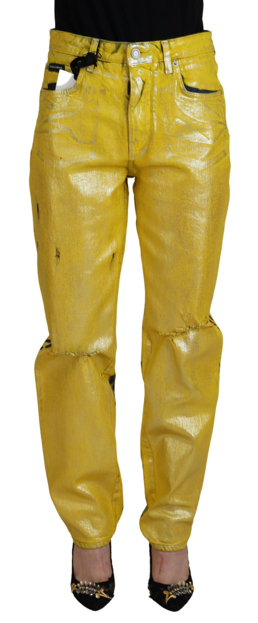 Dolce &amp; Gabbana - Jean droit taille haute - Jaune vif