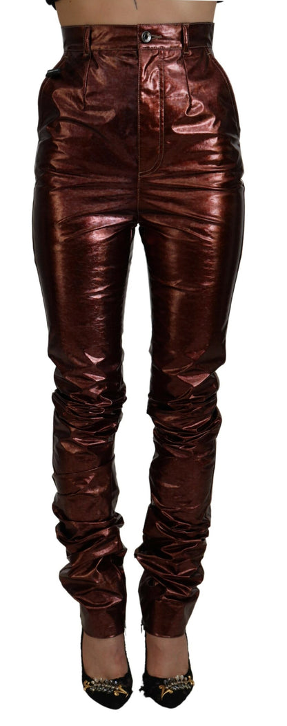 Dolce &amp; Gabbana - Jean skinny taille haute - Bronze métallisé