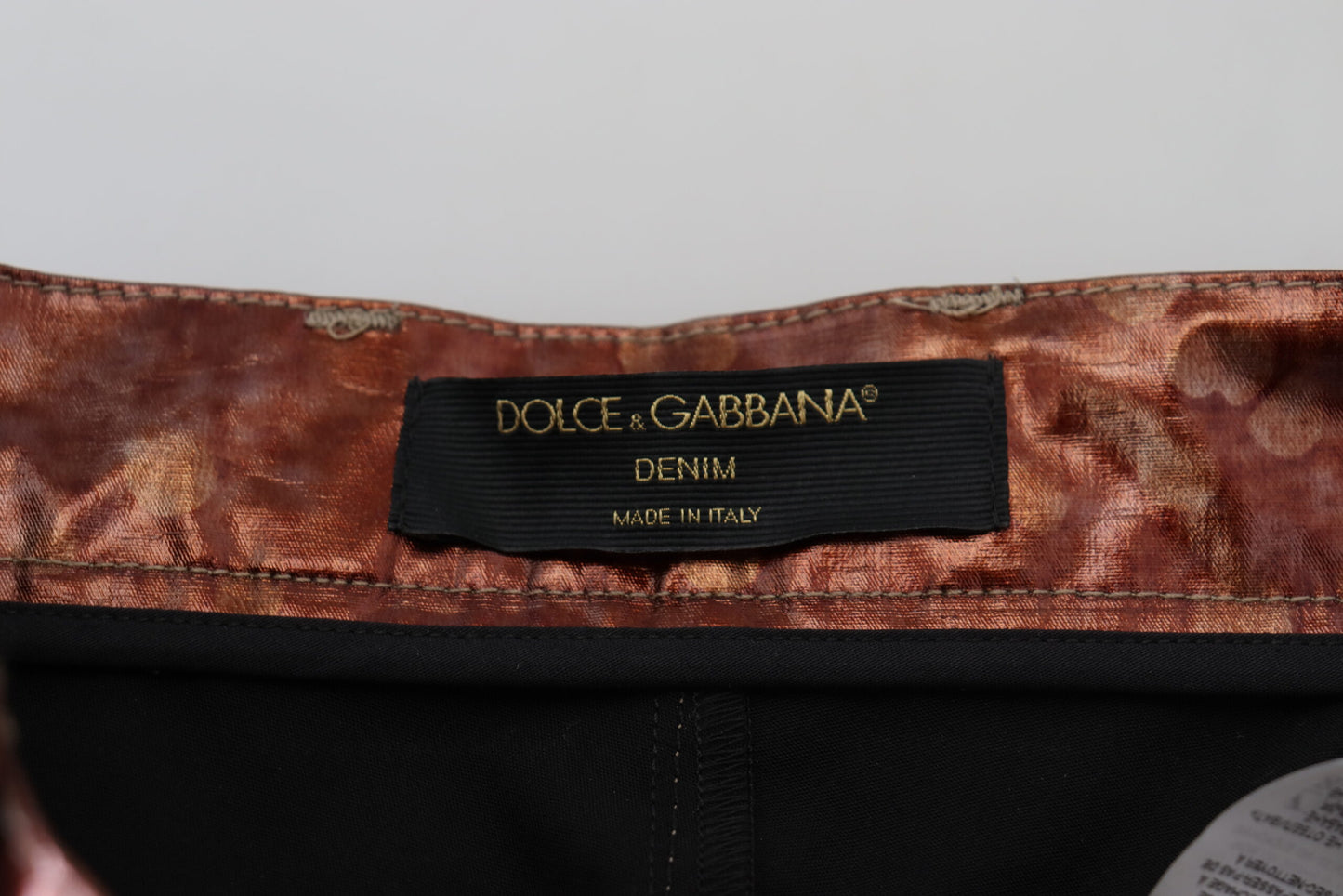 Dolce &amp; Gabbana - Jean skinny taille haute - Bronze métallisé