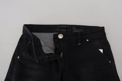 Jean skinny taille basse noir délavé élégant Acht