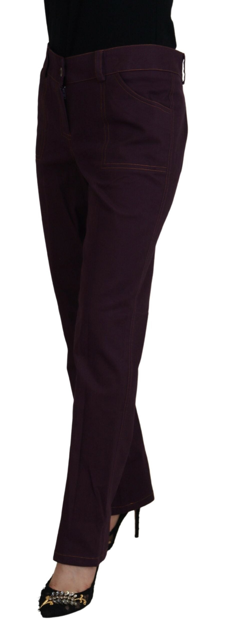 BENCIVENGA Elegante pantalón cónico de algodón morado