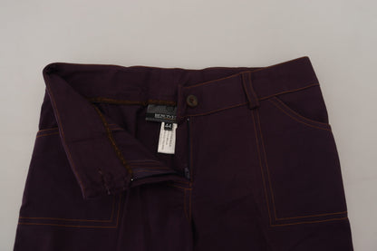 BENCIVENGA Elegante pantalón cónico de algodón morado