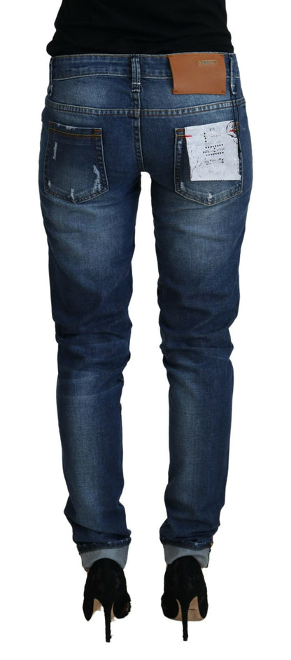 Jean skinny taille basse délavé bleu Acht