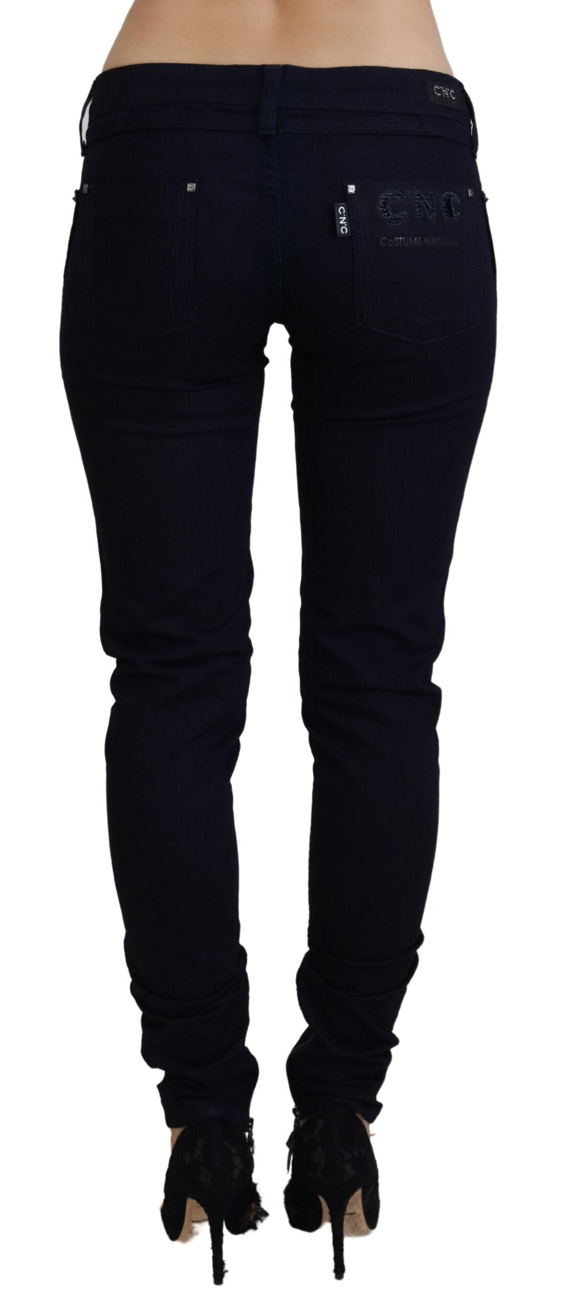 Costume national - Jean skinny taille basse en denim noir